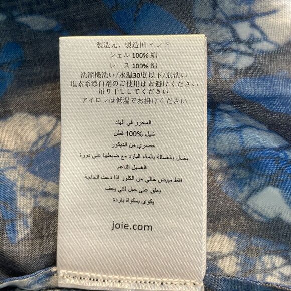 Joie Katya Floral Print Blouse Navy Blazer Blue Flutter Short Sleeves V-Neck S - Picture 11 of 11